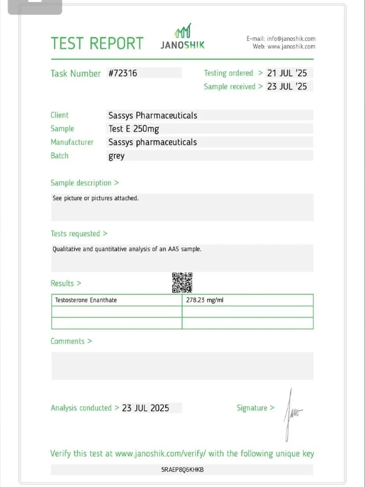 Test E 250mg/ml